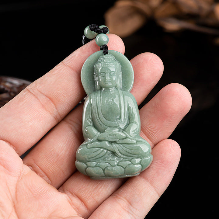 Buddha Stones阿弥陀仏 翡翠 お守り 慈悲の紐ネックレス - image 4