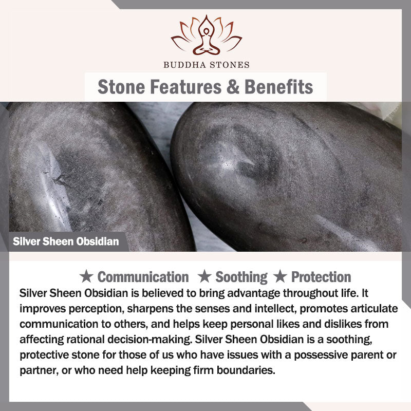 Buddha Stones天然銀光沢黒曜石 黒曜石 ライオン手首Mala保護タッセル ポケットMala車の装飾