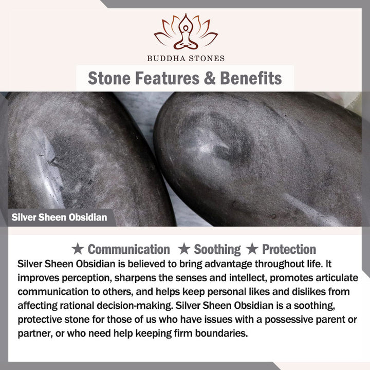 Buddha Stones天然銀光沢黒曜石 黒曜石 ライオン手首Mala保護タッセル ポケットMala車の装飾