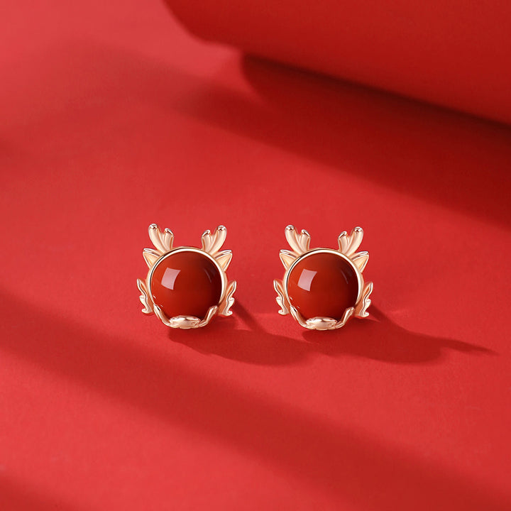 ❗❗❗フラッシュセール -Buddha Stones925 スターリングシルバー 龍年 辰砂 赤瑪瑙 龍守護ブレスレットネックレス ペンダント イヤリング リング - レッドアゲートイヤリング（フラッシュセール） - image 11