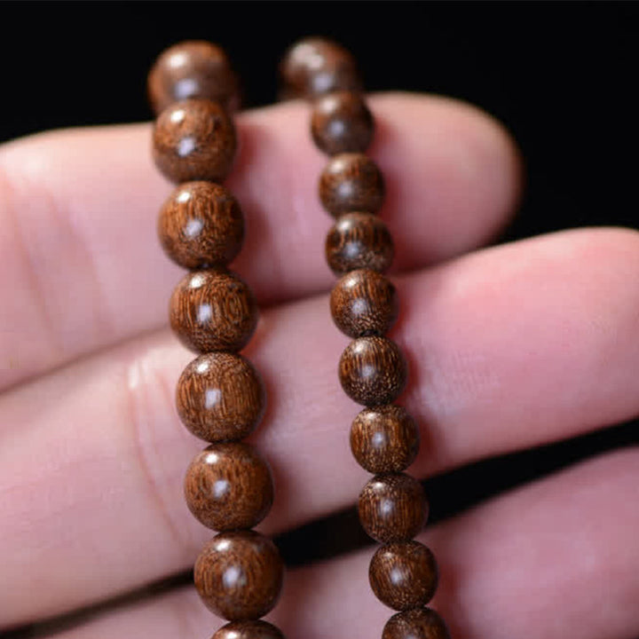 Buddha Stones 108 個入りMalaビーズ ローズウッド 翡翠 カームブレスレット