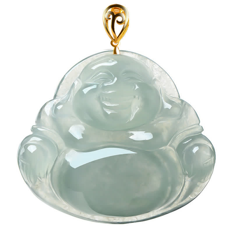 Buddha Stones笑う仏陀 天然翡翠 925スターリングシルバー ゴールドメッキ 豊穣のネックレスペンダント - image 7