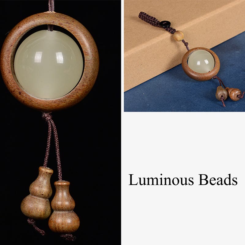 Buddha Stones、紫檀、黒檀、緑檀、光る幸運のビーズ、ひょうたん、平和のキーチェーン