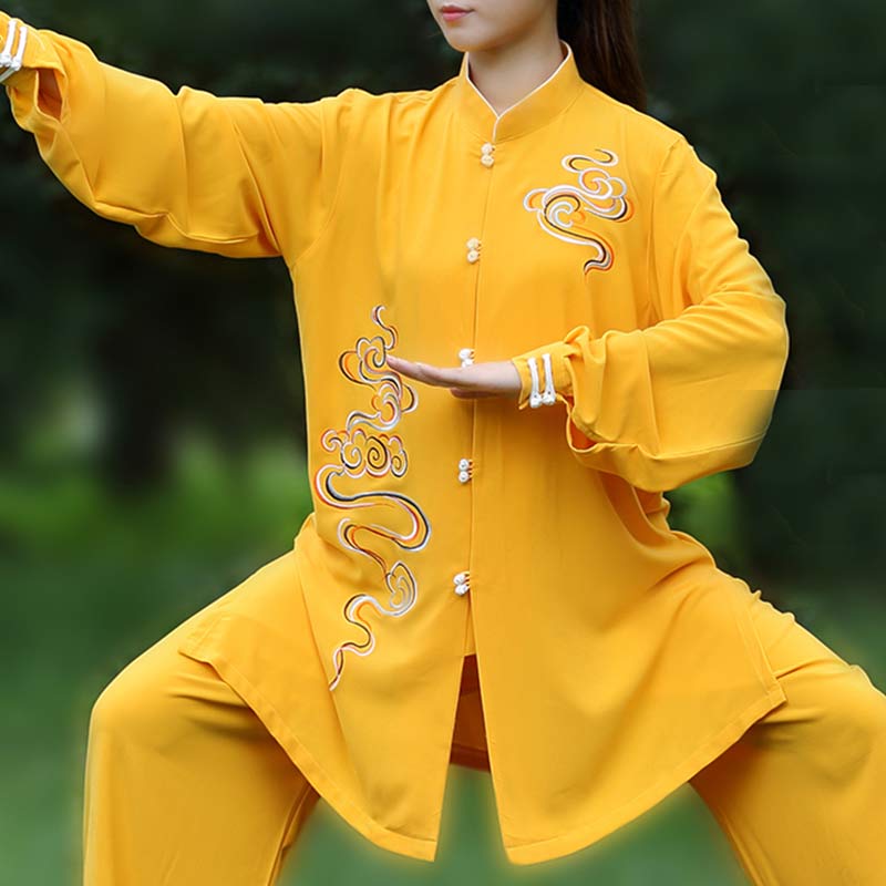 Buddha Stones縁起の良い雲 刺繍 瞑想 祈り スピリチュアル 禅 太極拳 気功 練習 ユニセックス 服セット - オレンジ - US12、 UK/AU16、 EU44 (3XL) - image 0