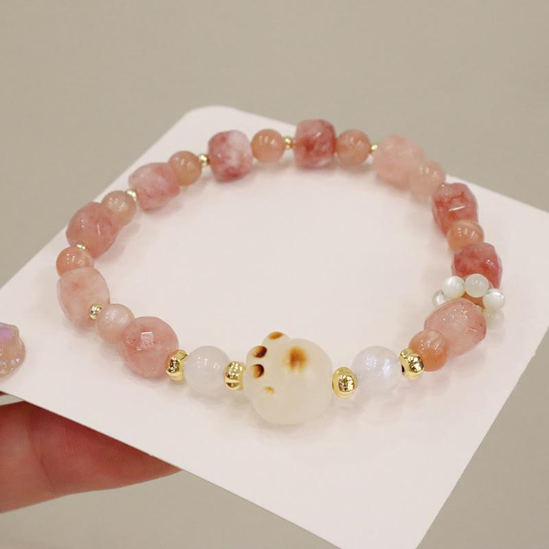 Buddha Stonesグリーンアゲート サンストーン キャッツアイ 菩提樹 猫の足サポートブレスレット - image 6