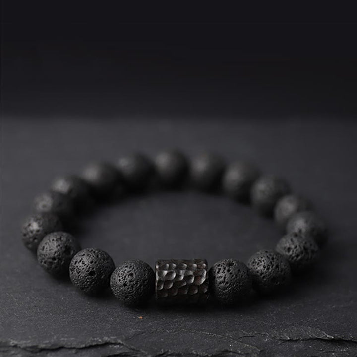 Buddha Stones 溶岩・黒檀・タイガーアイ使用 ヒーリングブレスレット