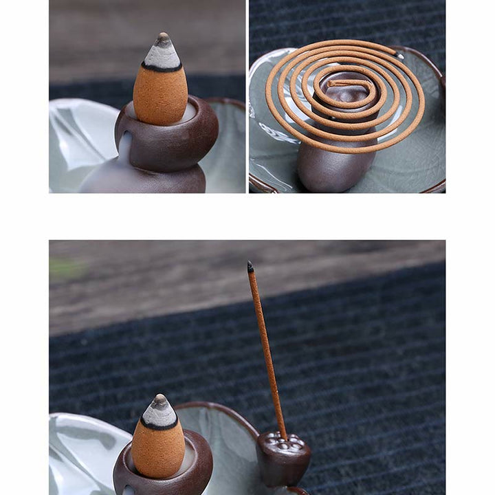 蓮の花のスクエアセラミックスピリチュアル逆流香炉