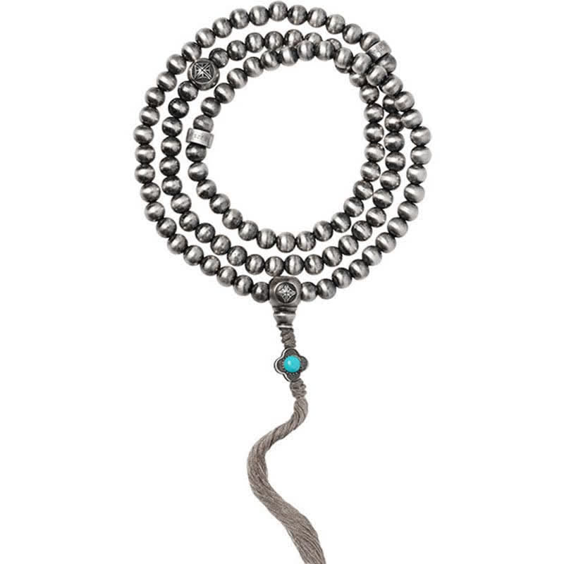 Buddha Stones 108Malaビーズ 925 スターリングシルバー レッドアゲート ターコイズ 自信のチャームブレスレット