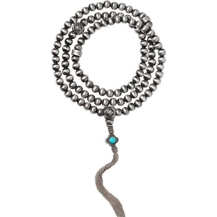 Buddha Stones 108Malaビーズ 925 スターリングシルバー レッドアゲート ターコイズ 自信のチャームブレスレット