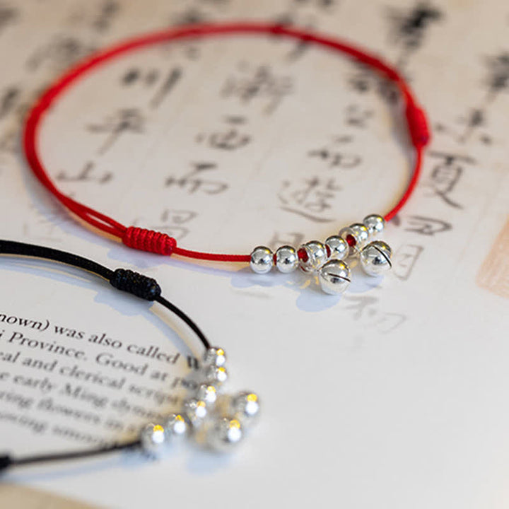 Buddha Stones925 スターリングシルバー レッドストリング ブレイド ベル チャーム アンクレット