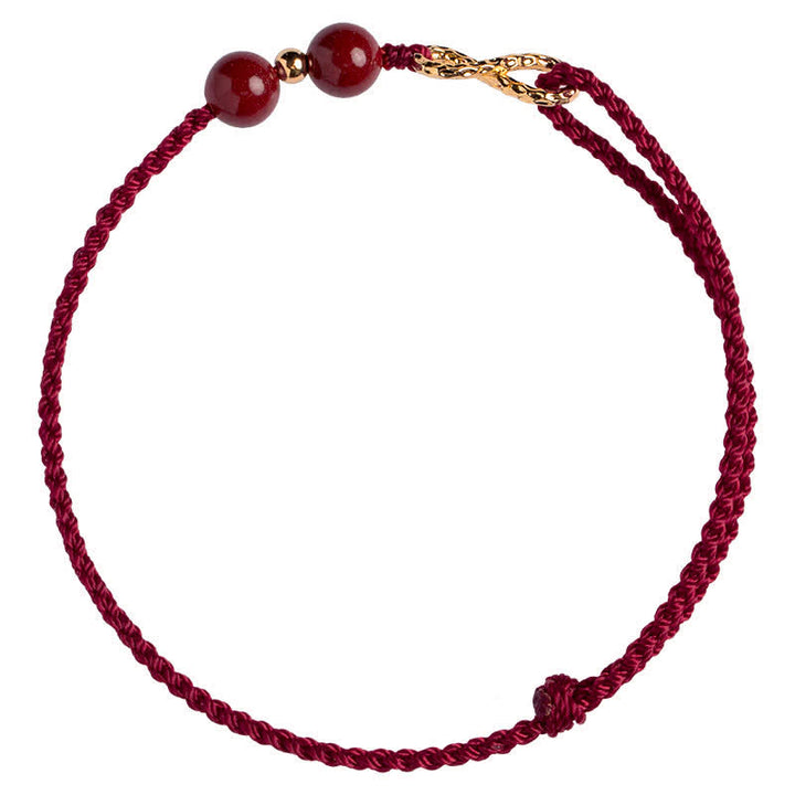 Buddha Stones 辰砂＆赤い糸 祝福の14Kゴールド 無限大シンボル ブレスレット＆アンクレット