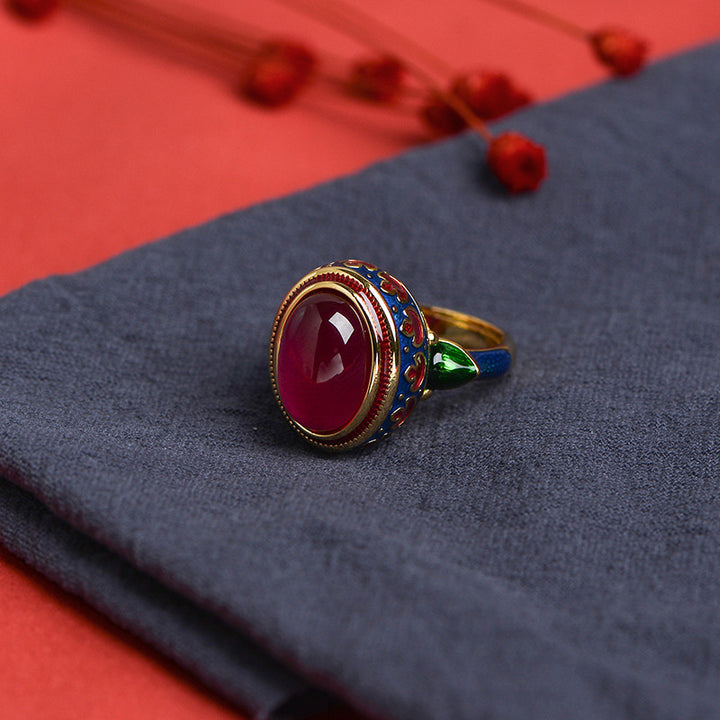 Buddha Stones925 スターリングシルバー レッドコランダム 勇気リング
