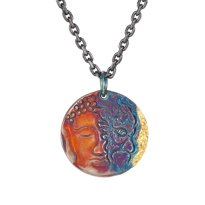 Buddha Stones999スターリングシルバー 24Kゴールド 半悪魔 半仏 慈悲のネックレスペンダント - image 3