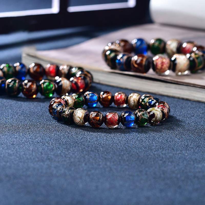 Buddha Stonesカラフル 琉璃 ガラス ビーズ幸運ブレスレット - image 4