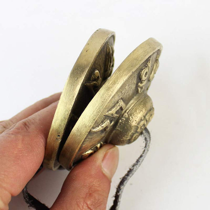 Buddha Stonesチベット ティンシャベル 六つの真実の言葉 龍 銅製 バランス装飾 バッグ付き - image 4