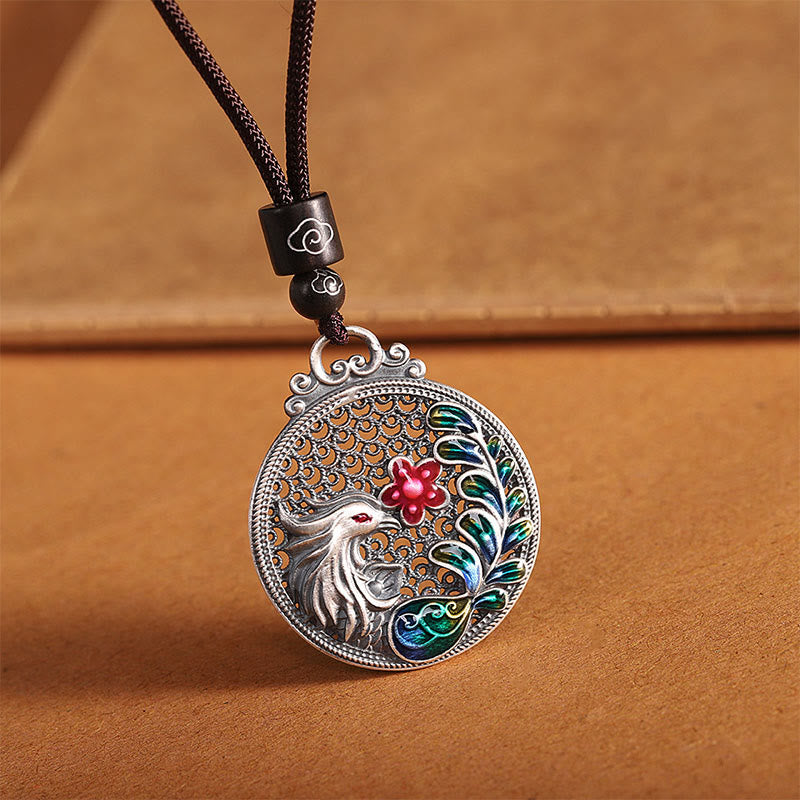 Buddha Stones990スターリングシルバー フェニックス 幸運の守護ネックレスペンダント - フェニックス（幸運♥強さ） - image 0