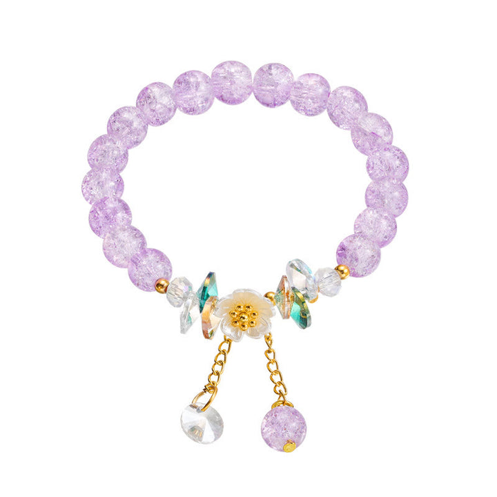 Buddha Stonesのシンプルなデザインの花のチャームガラスビーズブレスレット
