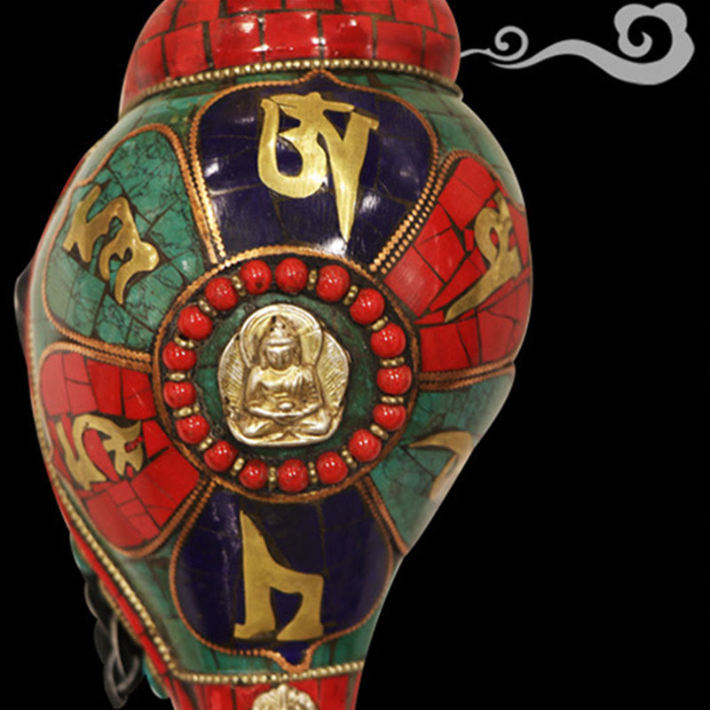 チベットの手作りシャンカオーム・マニ・パドメ・フム仏法螺貝幸運の装飾 - image 10