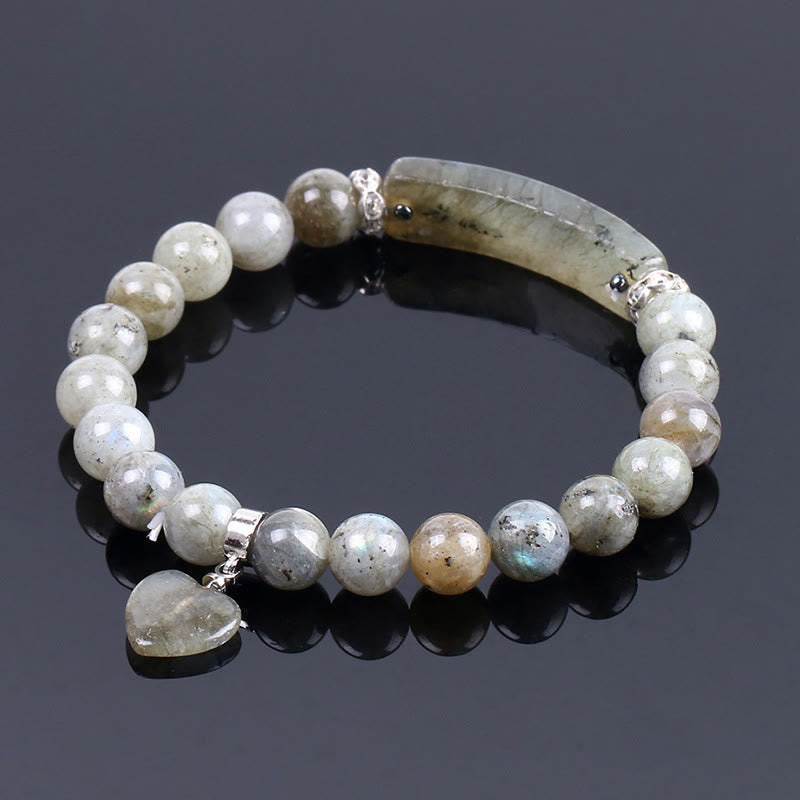 Buddha Stones天然石クォーツ ラブハート ヒーリングビーズブレスレット