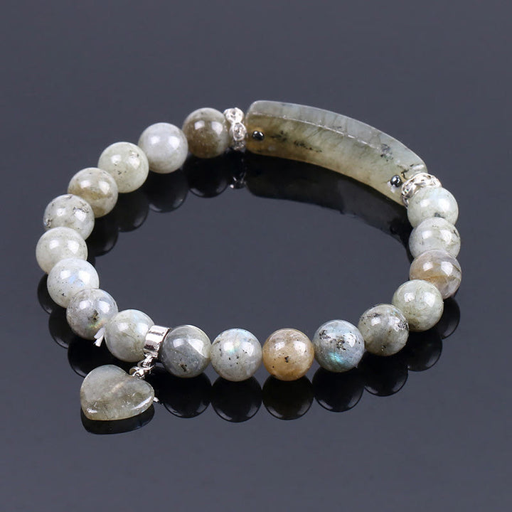 Buddha Stones天然石クォーツ ラブハート ヒーリングビーズブレスレット