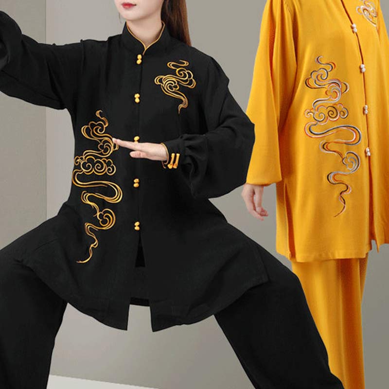 Buddha Stones縁起の良い雲 刺繍 瞑想 祈り スピリチュアル 禅 太極拳 気功 練習 ユニセックス 服セット