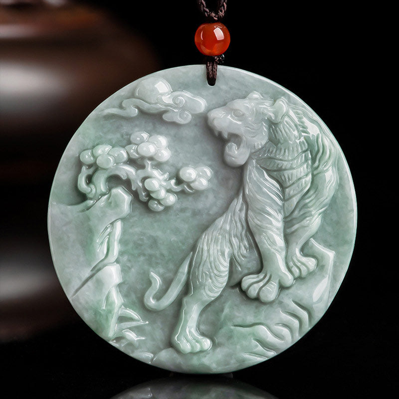 Buddha Stones十二支 虎 翡翠 守護 ネックレス 紐 ペンダント - ジェイド - image 1
