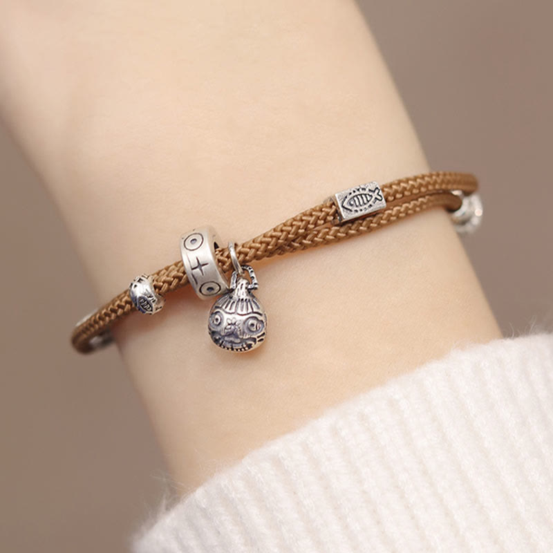 Buddha Stones925 スターリングシルバー ゴールド 呑み込む獣 鯉 富 手作り 編み込みブレスレット - image 8