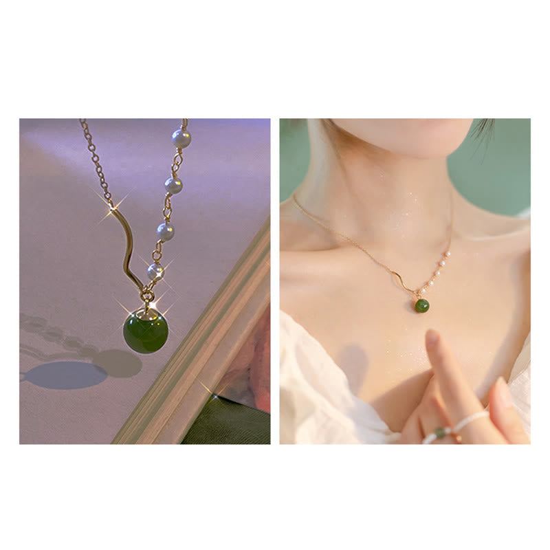 仏石天然和田翡翠パール幸運ビーズネックレスペンダント - image 12