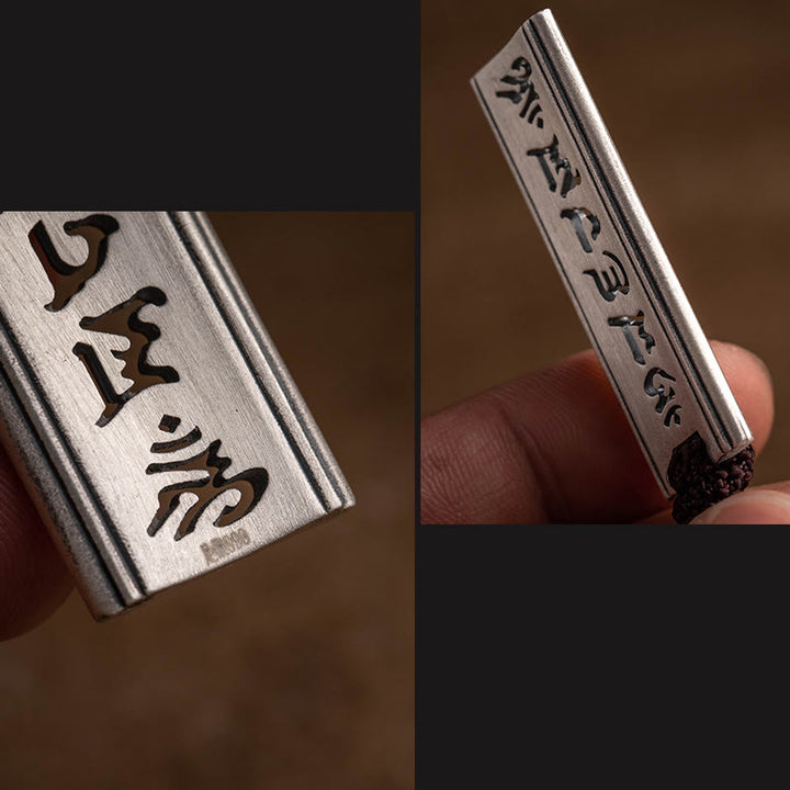Buddha Stones999スターリングシルバーオーム・マニ・パドメ・フム彫刻入り 蓮の知恵ネックレスペンダント - image 4
