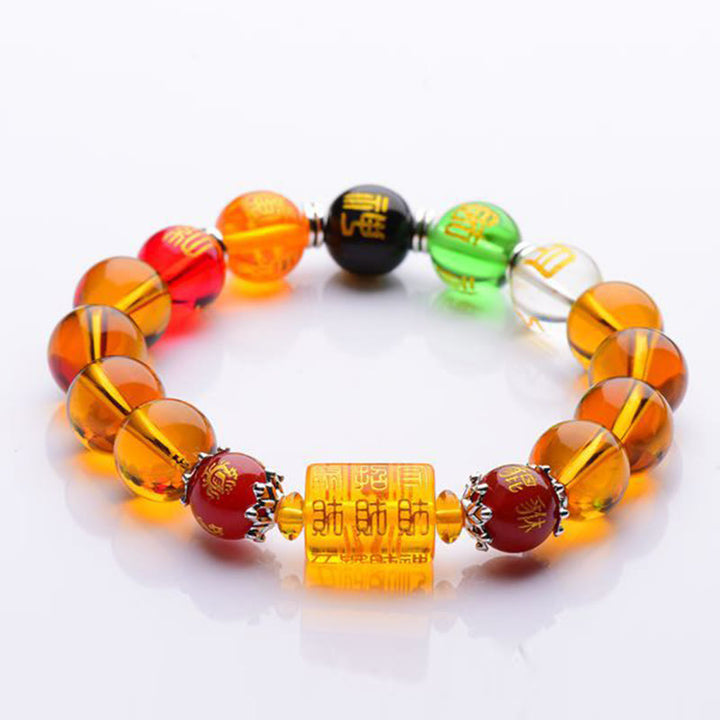 Buddha Stones天然シトリン幸運幸福ブレスレット
