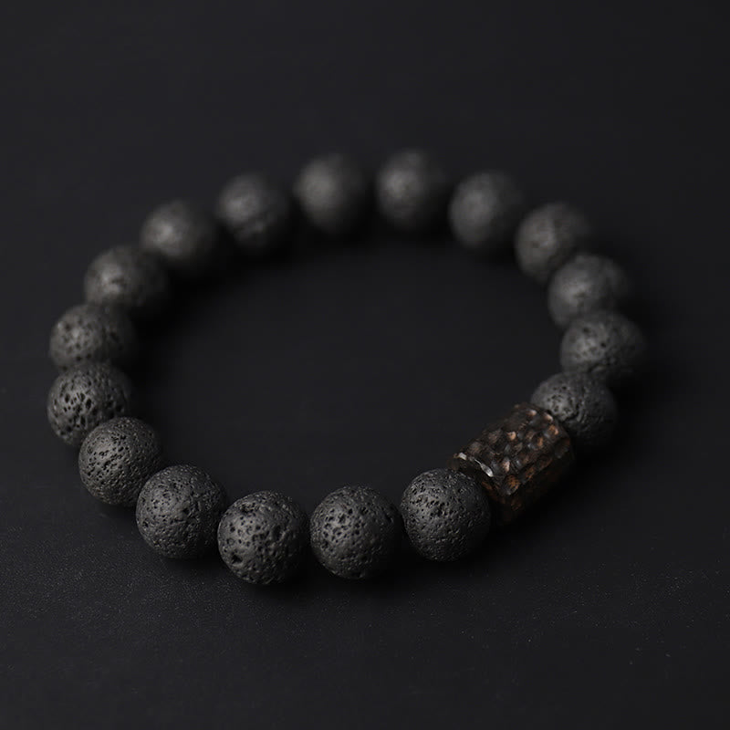 Buddha Stones 溶岩・黒檀・タイガーアイ使用 ヒーリングブレスレット