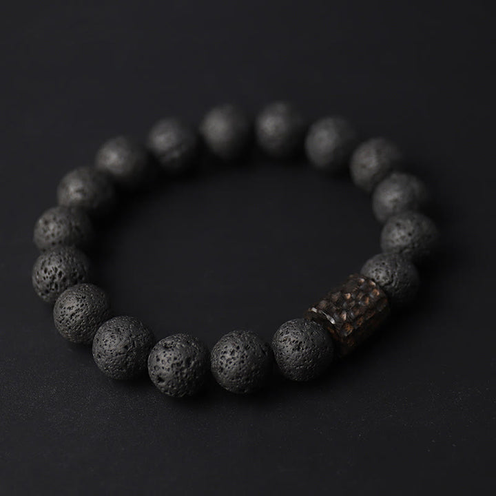 Buddha Stones 溶岩・黒檀・タイガーアイ使用 ヒーリングブレスレット