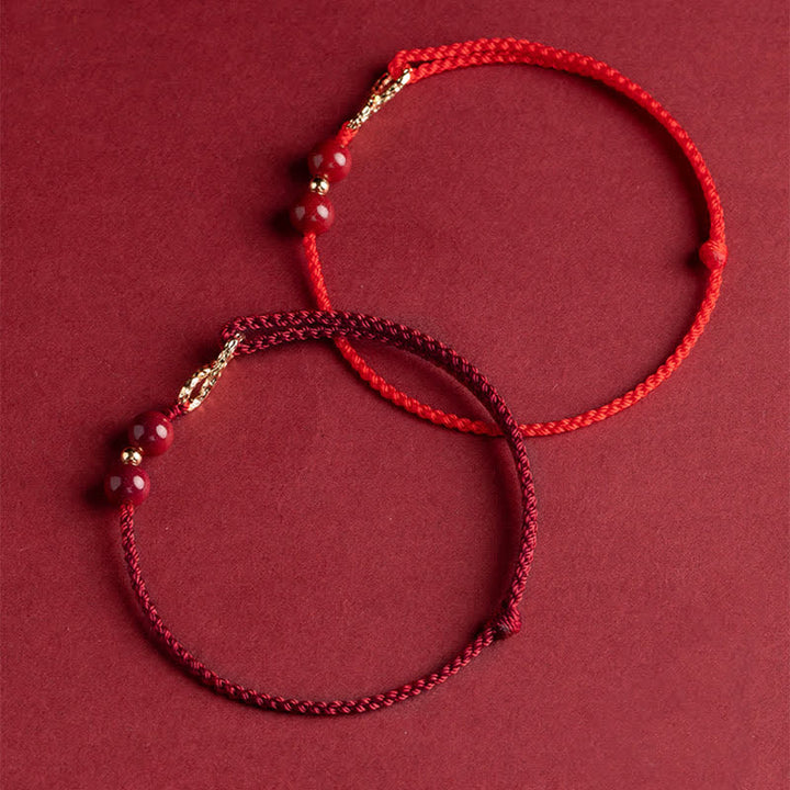 Buddha Stones 辰砂＆赤い糸 祝福の14Kゴールド 無限大シンボル ブレスレット＆アンクレット