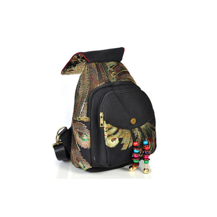 Buddha Stonesピーコック刺繍 キャンバス タッセル バックパック - image 15