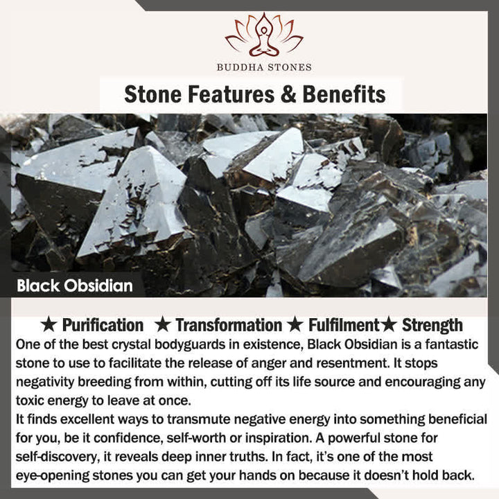 Buddha Stones 黒曜石彫刻の浄化陰陽ネックレスペンダント - image 5
