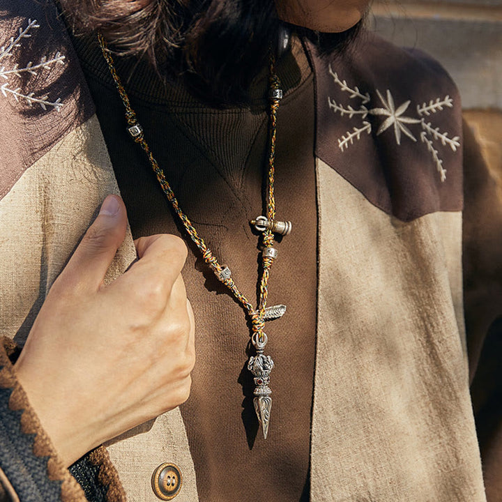 Buddha Stonesチベット ハンドメイド 925 スターリングシルバー ドルジェ ヴァジュラオーム・マニ・パドメ・フムフェザー ストレングス ネックレス ペンダント - image 11