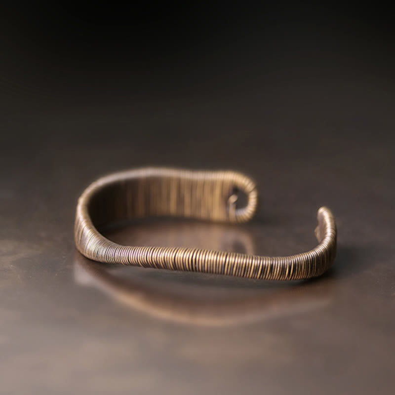 Buddha Stonesシンプルデザイン 真鍮銅 幸運 富 調節可能 カフブレスレット - image 1