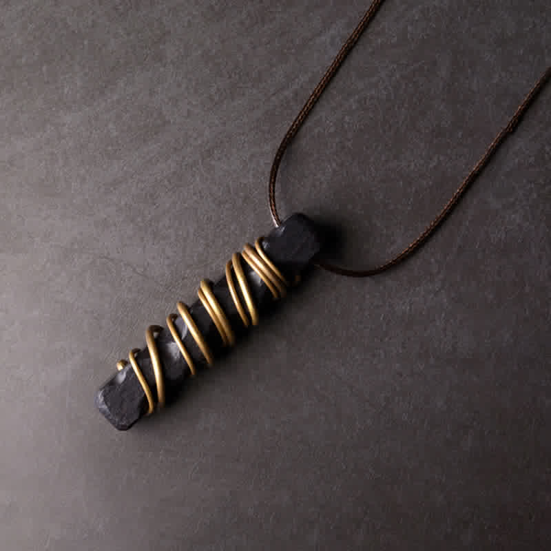 Buddha Stones、チベット産黒檀、真鍮製、バランスピースネックレスペンダント - 黒檀（バランス♥穏やかさ） - image 1