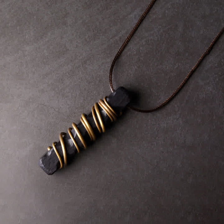 Buddha Stones、チベット産黒檀、真鍮製、バランスピースネックレスペンダント - 黒檀（バランス♥穏やかさ） - image 1