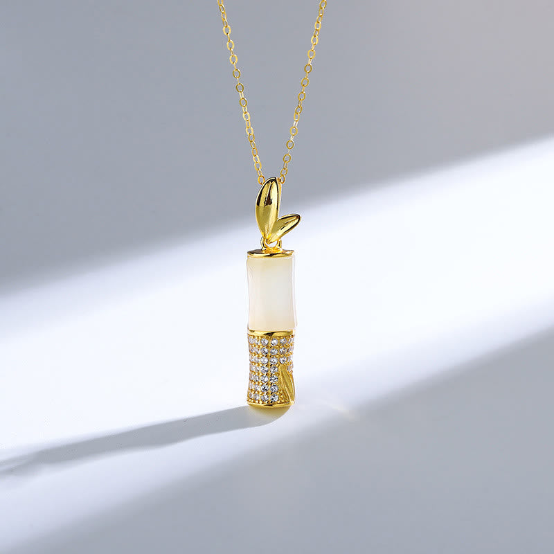 Buddha Stones925 スターリングシルバー 和田白翡翠 竹 幸福のネックレスペンダント