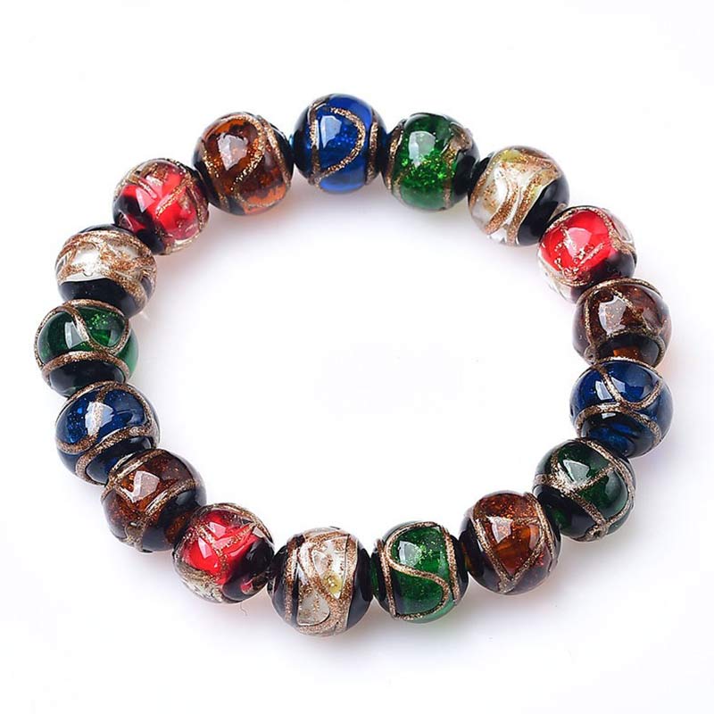 Buddha Stonesカラフル 琉璃 ガラス ビーズ幸運ブレスレット - image 5