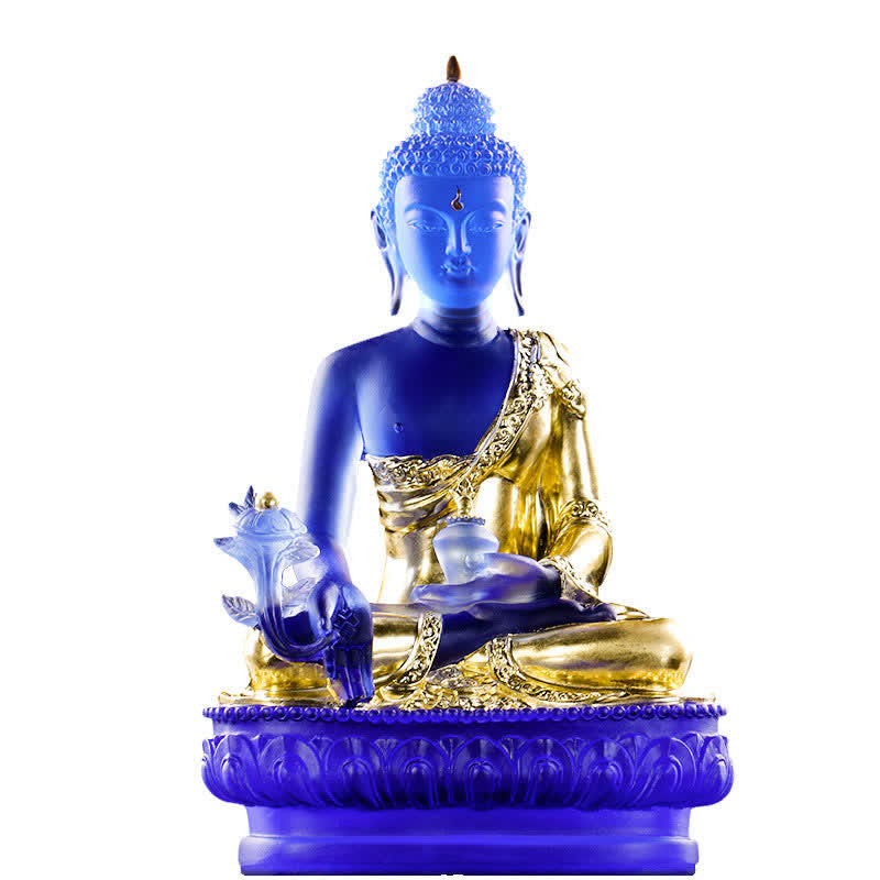 Buddha Stones薬師如来 手作り 瑠璃水晶 芸術作品 慈悲の像 自宅 オフィス 供物 装飾