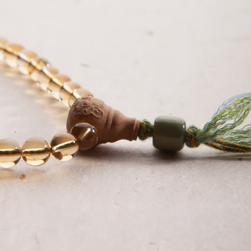 Buddha Stones 108マーラー数珠ビーズ 925 スターリングシルバー シトリン サンダルウッド ターコイズ 守護 繁栄 ブレスレット - image 21