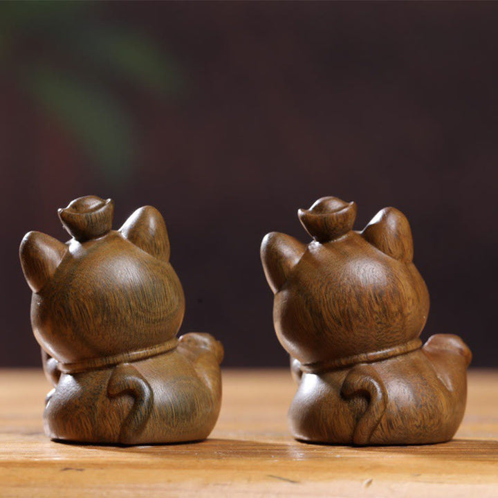 Buddha Stonesミニグリーンサンダルウッドインゴットラッキーキャット彫刻平和デスクデコレーション - image 17