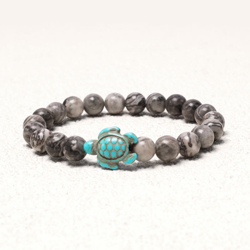Buddha Stones天然石ウミガメターコイズ祝福ブレスレット