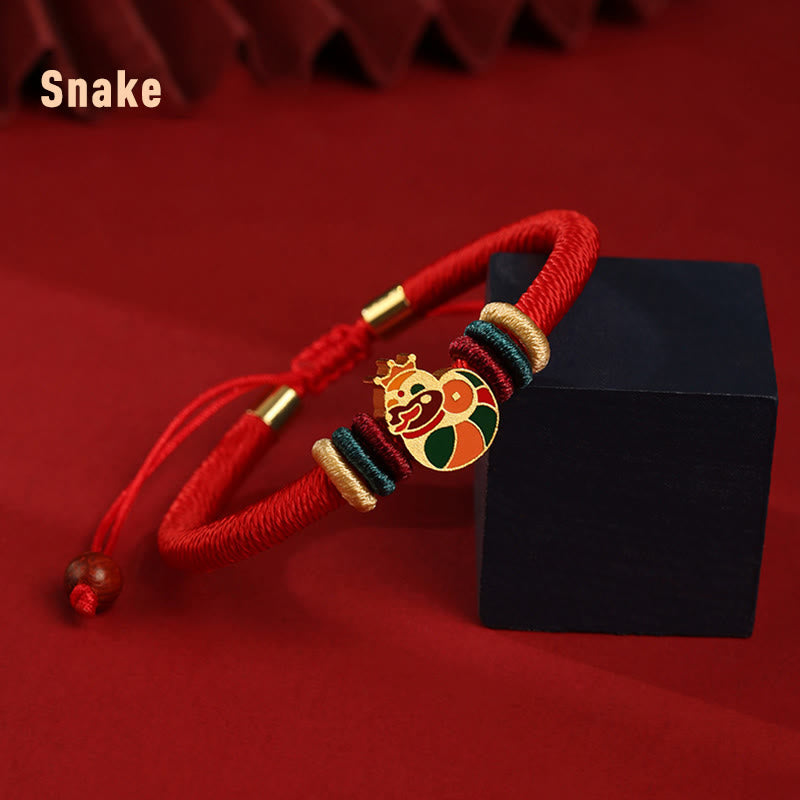 Buddha Stonesハンドメイド925スターリングシルバードラゴン年かわいい中国の十二支幸運編み込みレッドブレスレット - スネーク（手首周り14～19cm） - image 14