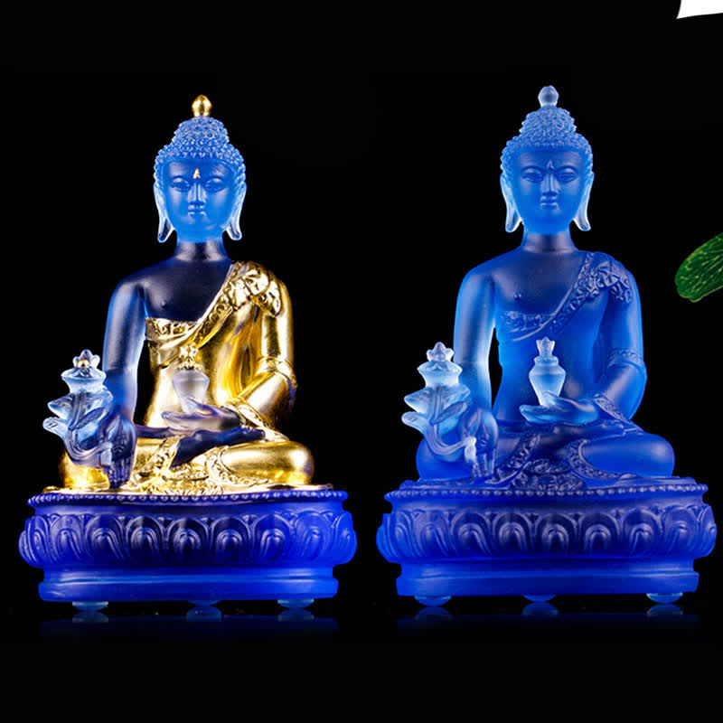 Buddha Stones薬師如来 手作り 瑠璃水晶 芸術作品 慈悲の像 自宅 オフィス 供物 装飾