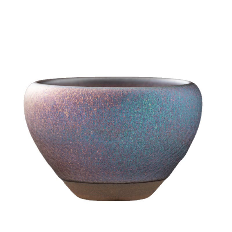 Buddha Stonesヴィンテージ 紫 レインボー 中国 Jianzhan 窯 磁器 ティーカップ カンフー ティーカップ
