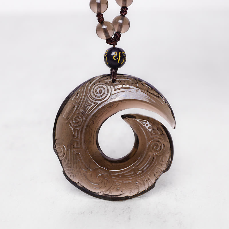 Buddha Stones天然黒曜石 アイスオブシディアン 強さのネックレスペンダント