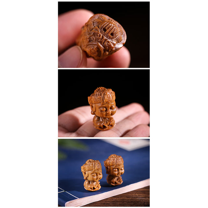 十二支誕生仏、緑の白檀の蓮の彫刻、ポジティブな家の装飾 - image 7